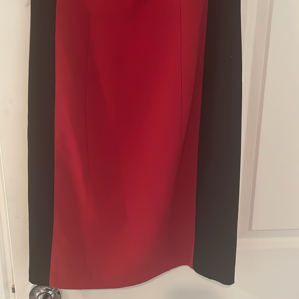 Cache Red And Black Sheath Color Block Dress Size… - image 5